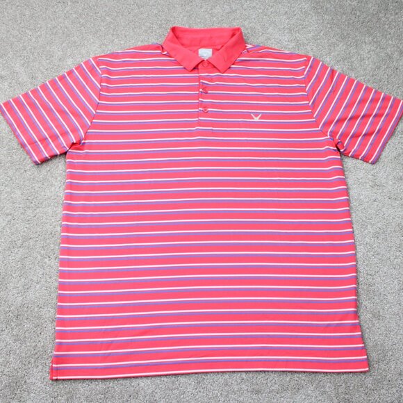 Callaway Opti-Dri Polo Shirt Men XL Pink/Blue Golf Stretch Short Sleeve Pullover - Picture 1 of 12